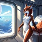 Fox furry girl naked alone in spaceship (8)