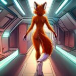 Fox furry girl naked alone in spaceship (3)