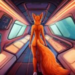 Fox furry girl naked alone in spaceship (4)