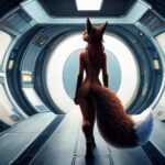 Fox furry girl naked alone in spaceship (5)