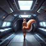 Fox furry girl naked alone in spaceship (6)