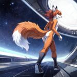 Fox furry girl naked alone in spaceship (7)